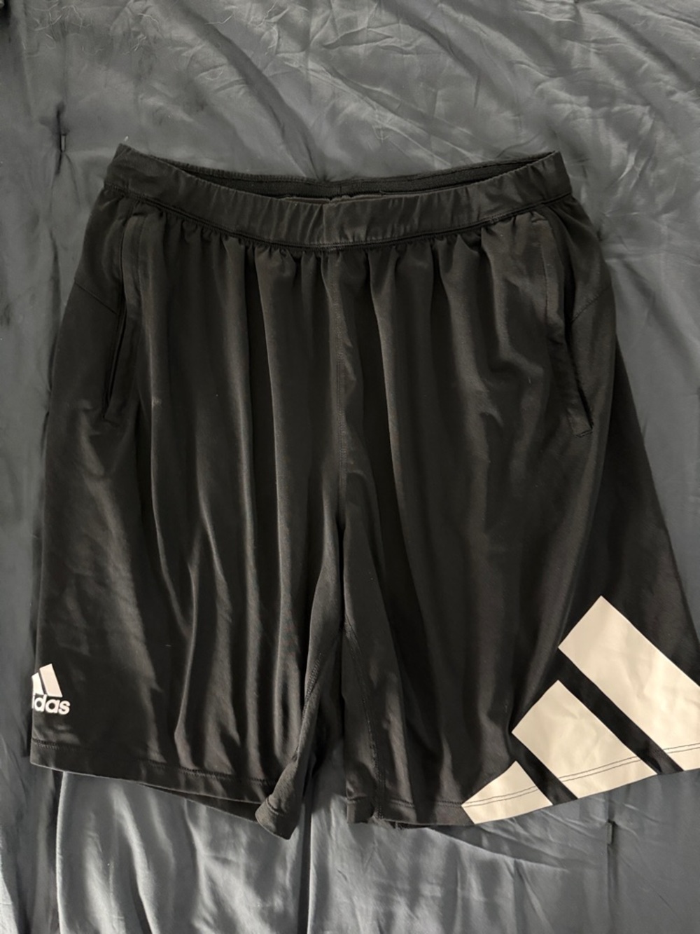 adidas Black Men's Athletic Shorts with White Logo Panels